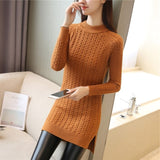 New  Fashion 2018 Women Autumn Winter  Long Sweater Pullovers Dress  Casual Warm Female Knitted Sweaters Pullover  Lady