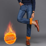 2018 New Fashion Brand Men Winter Thick Warm Fleece Denim Jeans Mens Keep Warm Overalls Trousers Washed Pants Plus Size 38