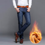 2018 New Fashion Brand Men Winter Thick Warm Fleece Denim Jeans Mens Keep Warm Overalls Trousers Washed Pants Plus Size 38