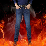2018 New Fashion Brand Men Winter Thick Warm Fleece Denim Jeans Mens Keep Warm Overalls Trousers Washed Pants Plus Size 38