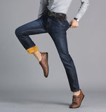 2018 New Fashion Brand Men Winter Thick Warm Fleece Denim Jeans Mens Keep Warm Overalls Trousers Washed Pants Plus Size 38