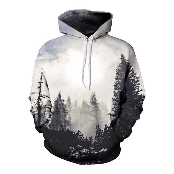 Headbook New Fashion Autumn Winter Men/women Thin Sweatshirts With Hat 3d Print Trees Hooded Hoodies Tops Pullovers