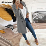 2018 Autumn Winter Woman Solid Plus Size 3xl Fashion Woollen Overcoat Long Sleeve Fashion Oversize Outwear Jacket And Coats