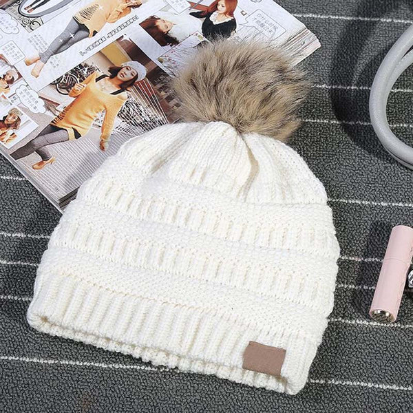 New 2018 Women's Fashion Knitted Parent-child Cap Autumn Winter Men Warm Hat Skullies Brand Heavy Hair Ball Twist Beanies