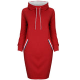 2019 New Autumn Winter Fashion Women Clothes Long Sleeve Turtleneck Casual Pencil Dress Women Fashion Red Pink Black Dress