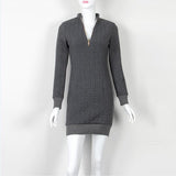 Autumn Winter Sweater Dress Sexy V Neck Zipper Dresses Warm Bodycon Mini Dresses Fashion Zip-up Women Dress New GV101