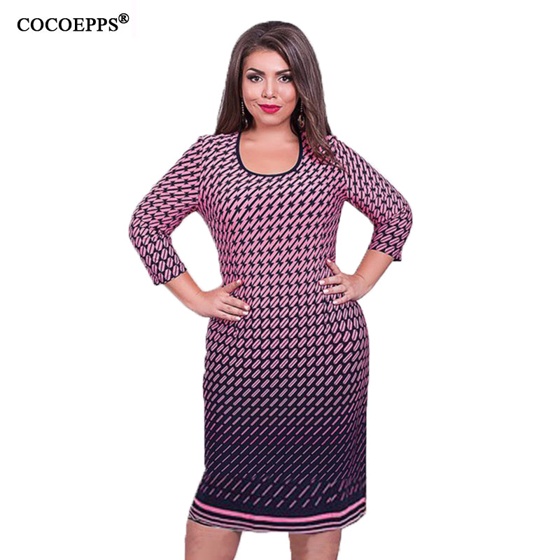 fashionable women dresses big size NEW 2019 plus size women clothing 6xl winter dress casual o-neck Plaid office bodycon Dress