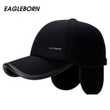 EAGLEBORN Brand New 2019 High Quality Baseball Cap Winter Hat Fashion Hats & Caps Men Thick warm earmuffs Snapback Winter Cap