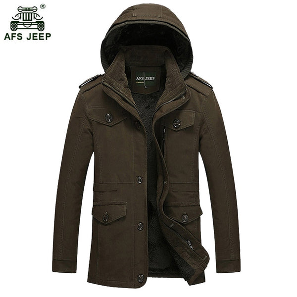 New Fashion Men's Fleece Overcoat Thickening Winter Coat Parka Mens Super Warm Greatcoat Cotton Casual Jacket Plus Size L-6XL