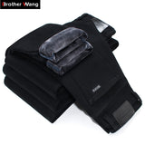2019 Winter New Men Warm Slim Jeans Elasticity Skinny Black Jeans Fashion Casual Thick Denim Pants Trousers Male Brand Clothes