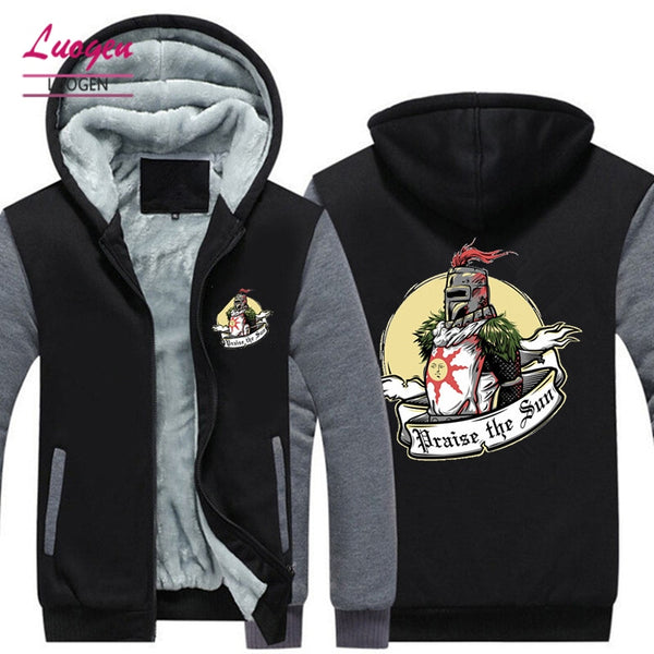 USA SIZE Game Praise the sun Men Thicken Hooded Fashion Winter Warm Dark Souls hoodies Warm Unisex Jacket Mens Coats 2018 New